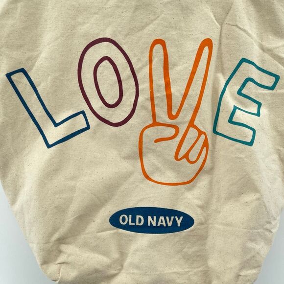 Old Navy Vintage LOVE Double Handle Canvas Tote Bag – Everyday Classic - Picture 5 of 11